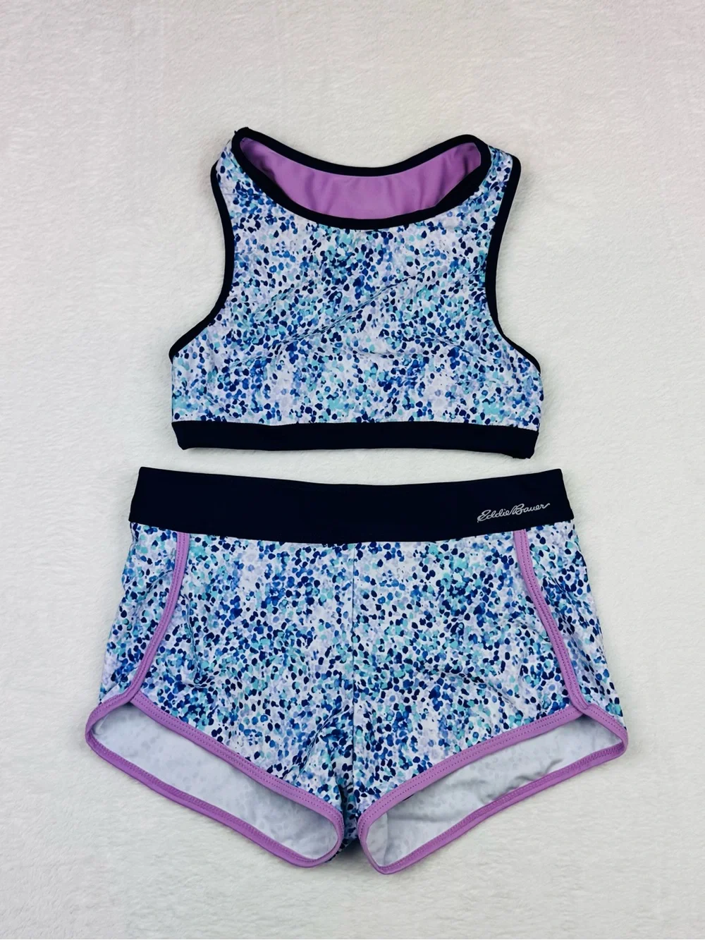 Eddie Bauer 2 piece set. Reversible Swim Top. Coverup shorts. Girls size S (7/8)